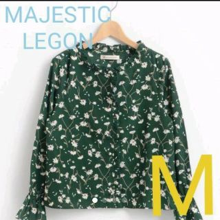 マジェスティックレゴン(MAJESTIC LEGON)のMAJESTIC LEGON フラワーフリルボタンブラウスM(シャツ/ブラウス(長袖/七分))