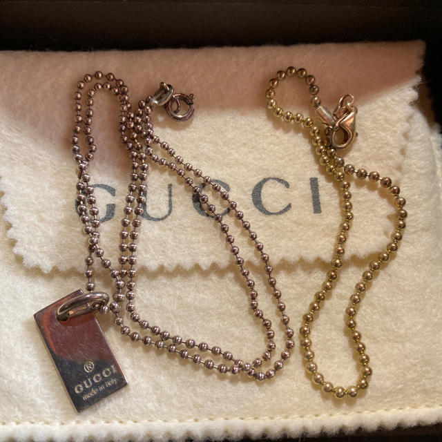 Gucci(グッチ)のGUCCI  グッチ  シルバー  ロゴプレート  ネックレス メンズのアクセサリー(ネックレス)の商品写真