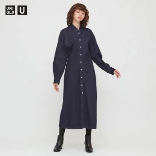 ユニクロ(UNIQLO)のユニクロ　デニムロングシャツワンピース　L (ロングワンピース/マキシワンピース)