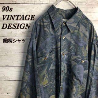 90s 古着 ヴィンテージ 柄シャツ ペイズリー ボタニカル ビッグサイズ.(シャツ)