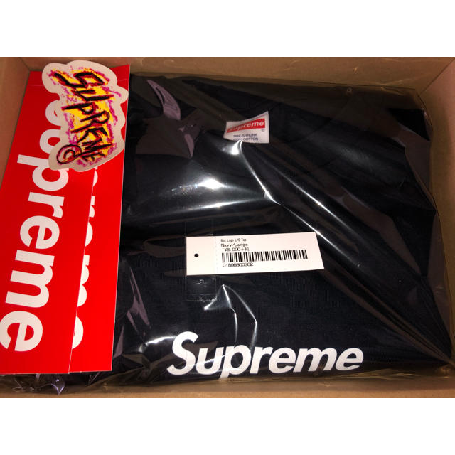 Supreme(シュプリーム)のSupreme  Box Logo L/S Tee  Navy シュプリーム メンズのトップス(Tシャツ/カットソー(七分/長袖))の商品写真