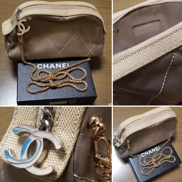 CHANEL(シャネル)の正規品中古リメイク品目玉‼CHANELビアリッツポーチゴールドチェーンポシェット レディースのバッグ(ボディバッグ/ウエストポーチ)の商品写真