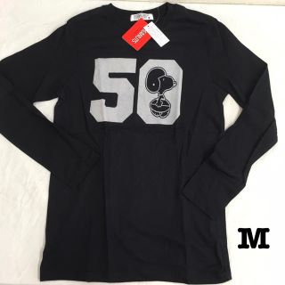 スヌーピー(SNOOPY)の新品 スヌーピー  長袖Tシャツ フロッキープリント　M ブラック(Tシャツ(長袖/七分))