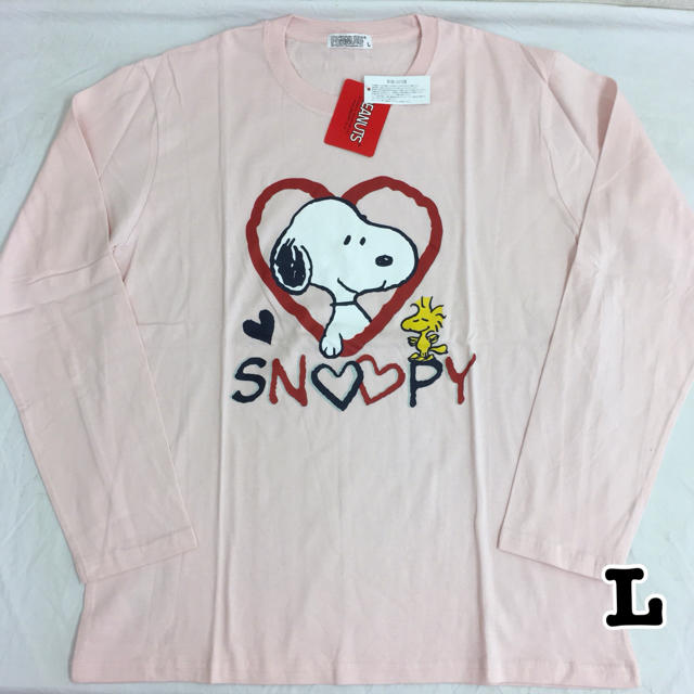 SNOOPY(スヌーピー)の新品 スヌーピー  長袖Tシャツ　L ピンク レディースのトップス(Tシャツ(長袖/七分))の商品写真