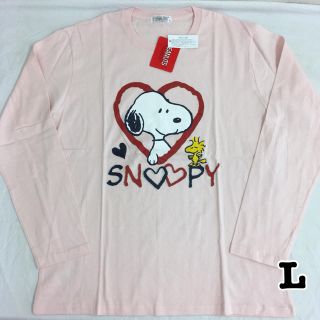 スヌーピー(SNOOPY)の新品 スヌーピー  長袖Tシャツ　L ピンク(Tシャツ(長袖/七分))