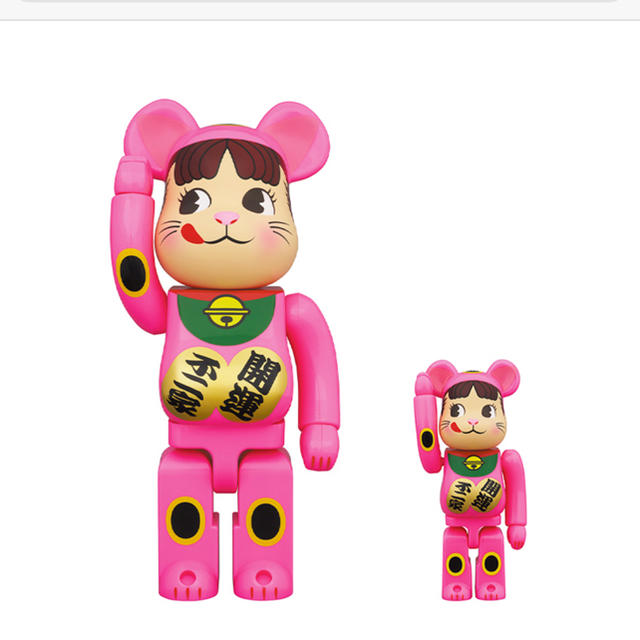 BE@RBRICK 招き猫 ペコちゃん 蛍光ピンク 400% 100% フィギュア BE@RBRICK 招き猫 ペコちゃん 蛍光ピンク 400% 100% フィギュア