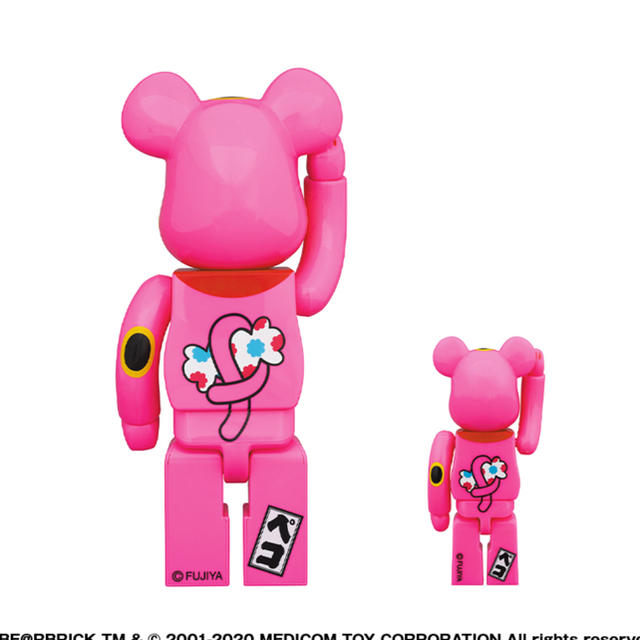 BE@RBRICK 招き猫 ペコちゃん 蛍光ピンク 100％ ＆ 400％