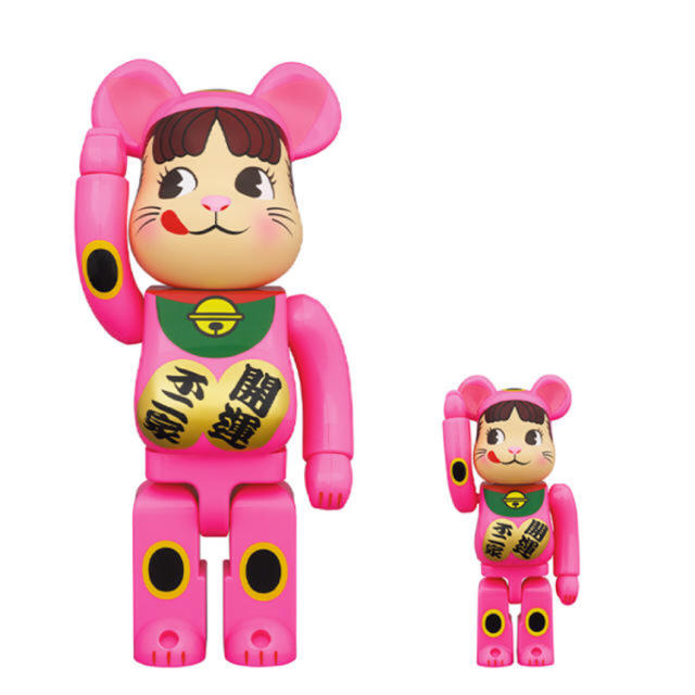 BE@RBRICK ベアブリック　招き猫 ペコちゃん 蛍光ピンクフィギュア