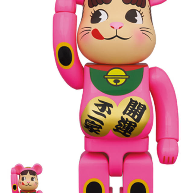 BE@RBRICK 招き猫 ペコちゃん 蛍光ピンク 100％ ＆ 400％