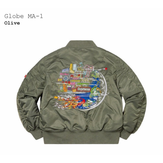 Supreme(シュプリーム)のSupreme Globe MA-1 Olive メンズのジャケット/アウター(フライトジャケット)の商品写真