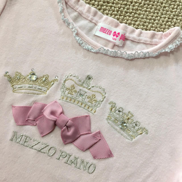 mezzo piano(メゾピアノ)の(120㎝)■メゾピアノ/mezzopiano■ピンク長袖Tシャツ/カットソー キッズ/ベビー/マタニティのキッズ服女の子用(90cm~)(Tシャツ/カットソー)の商品写真