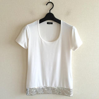 ボッシュ(BOSCH)のボッシュ♡裾スパンコール白Tシャツ(カットソー(半袖/袖なし))