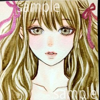 手描きイラスト　オリジナル　水彩画　女の子(アート/写真)