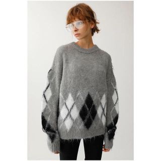 マウジー(moussy)のfuzzy argyle sweater アガール柄ニット(ニット/セーター)