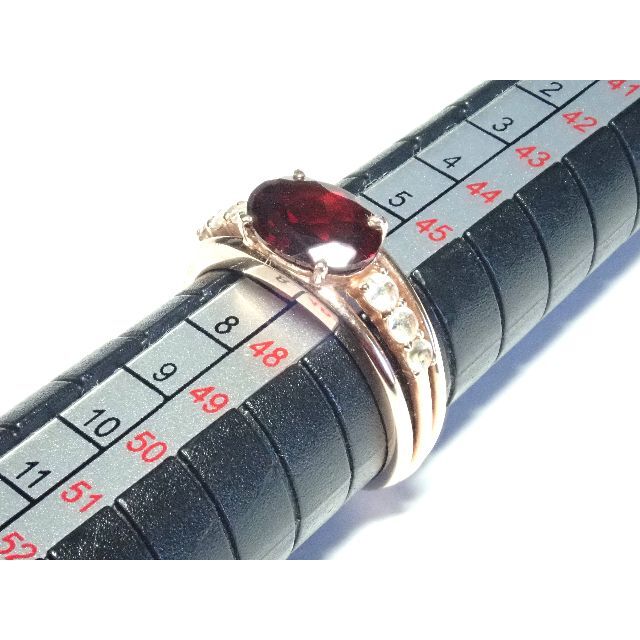 019.K10 指輪 ガーネット 7号 赤系 レディースのアクセサリー(リング(指輪))の商品写真