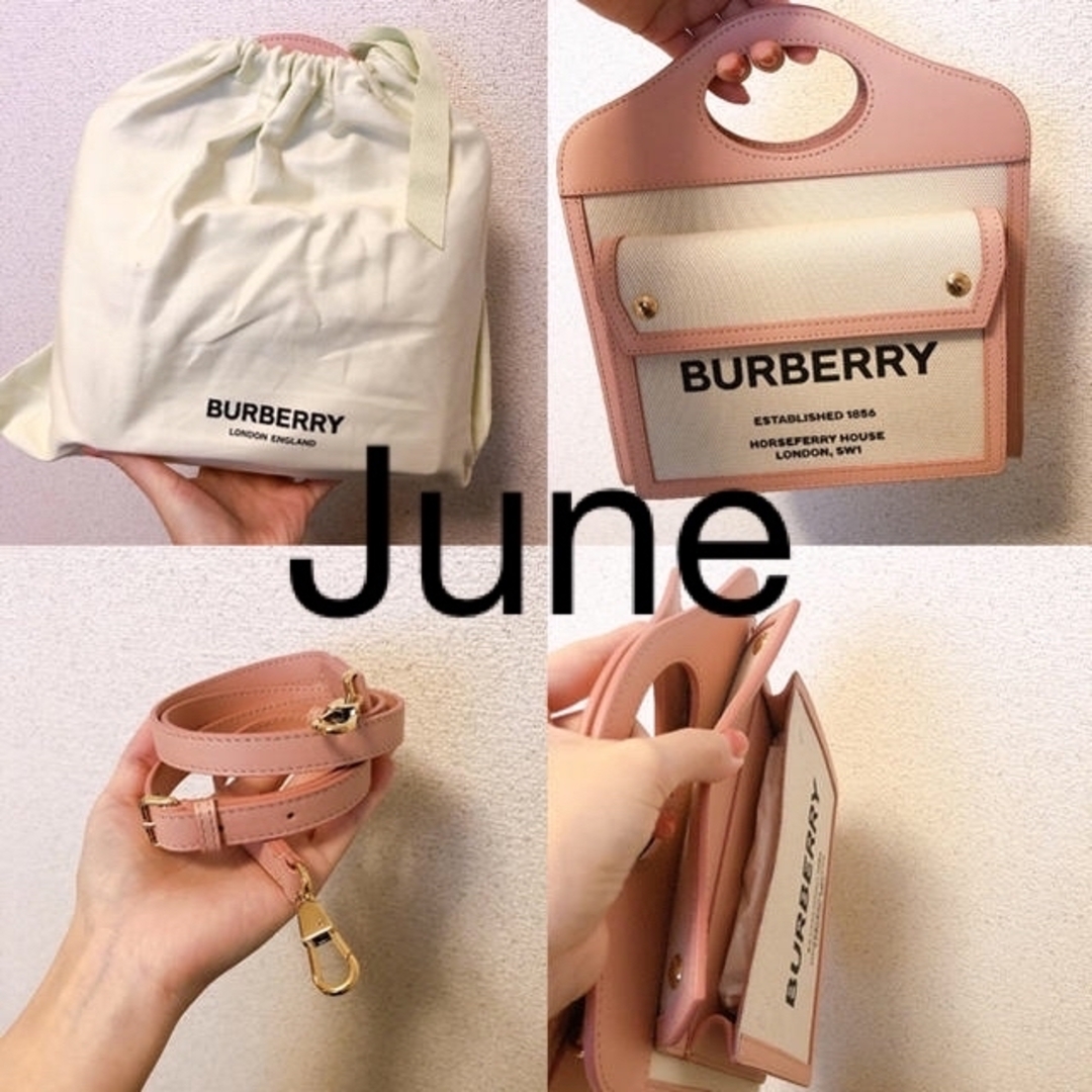 BURBERRY バーバリー ミニ ツートン キャンバス＆レザー ポケットバッグ ピンクの通販 by June's shop｜バーバリーならラクマ