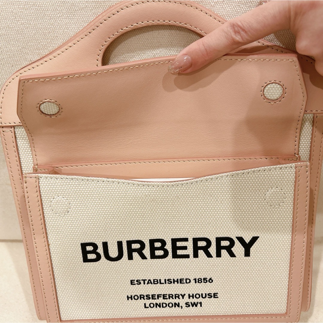 BURBERRY - バーバリー ミニ ツートン キャンバス&レザー BURBERRY - バーバリー ミニ ツートン キャンバス&レザー