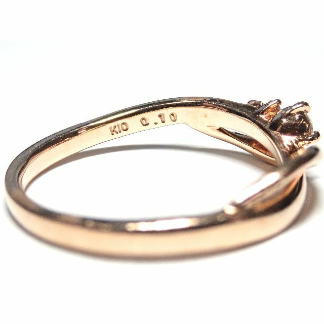 038.K10 指輪 D 0.10ct シンプルリング 9号 レディースのアクセサリー(リング(指輪))の商品写真