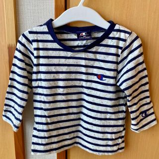 チャンピオン(Champion)のベビー服　長袖　カラフルコットン　生成　ボーダー Tシャツ(Ｔシャツ)