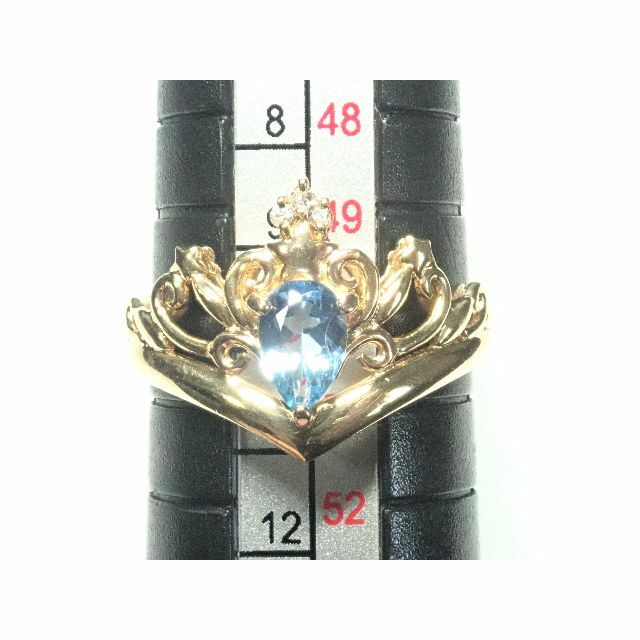 051.K18 指輪 色石 D入 王冠 クラウン 10号 レディースのアクセサリー(リング(指輪))の商品写真