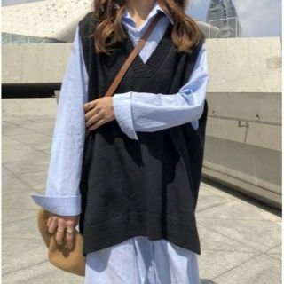 レディース/韓国Vネックベスト/セーター/ロング丈/秋冬＜送料無料!!＞(ベスト/ジレ)