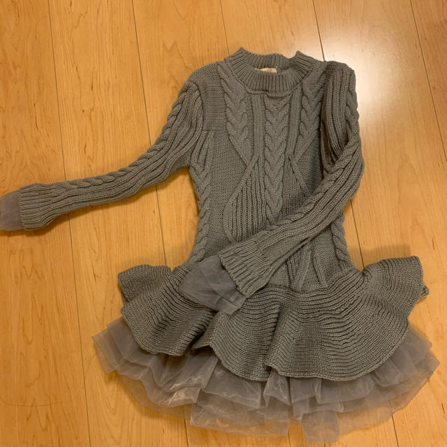 ニットフリルワンピース キッズ/ベビー/マタニティのキッズ服女の子用(90cm~)(ワンピース)の商品写真