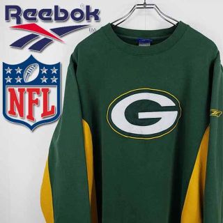 リーボック(Reebok)の【古着】リーボック NFL グリーンベイパッカーズ 刺繍 ビッグロゴ スウェット(スウェット)