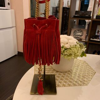 サンローラン(Saint Laurent)のYSL サンローラン ショルダーバック レッド スゥェード (ショルダーバッグ)