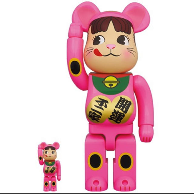 BE@RBRICK 招き猫 ペコちゃん 蛍光ピンク100％ ＆400％ セット