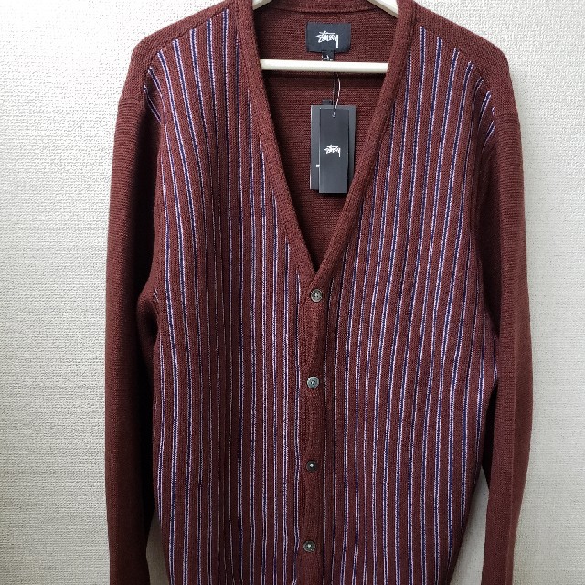 STUSSY - 20aw STUSSY Stripe Cardigan バーガンディ Lの通販 by 5.1