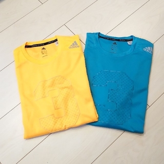 アディダス(adidas)の《アディダス》ドライ  Tシャツ  フリー  オレンジ  グリーン  ２枚セット(Tシャツ/カットソー(半袖/袖なし))