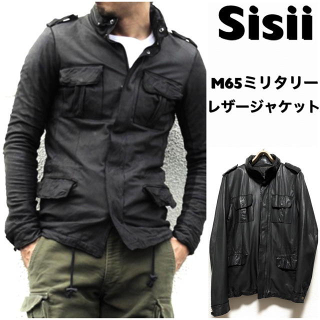 sisi   SisiiレザージャケットミリタリーMブラックM