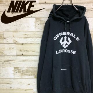 ナイキ(NIKE)の【メキシコ製】ナイキ(NIKE)☆刺繍ロゴ プルオーバ  パーカー ブラック(パーカー)