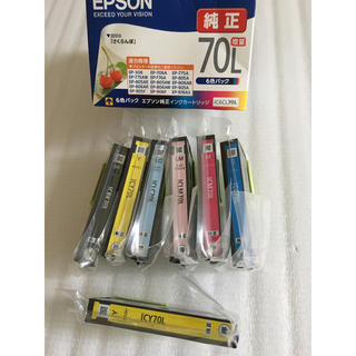 エプソン(EPSON)のエプソン 純正 インク　さくらんぼ IC6CL70L 6色　増量　＋黄1本(PC周辺機器)