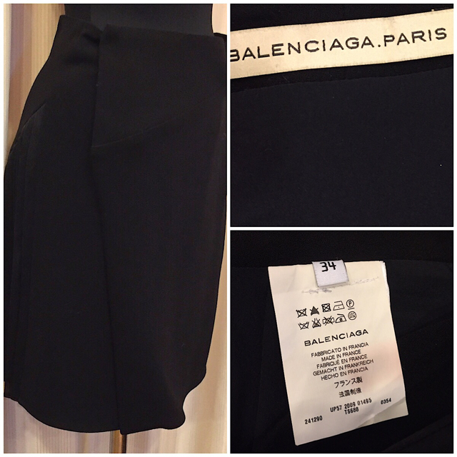 Balenciaga(バレンシアガ)のBALENCIAGA バレンシアガ シルク ラップスカート ブラック レディースのスカート(ミニスカート)の商品写真