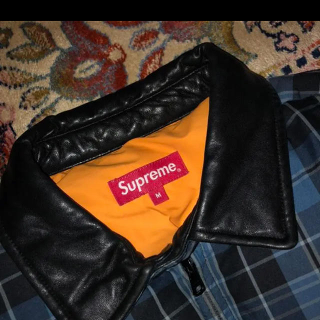 Supreme(シュプリーム)のsupreme leather collar puffy jacket M メンズのジャケット/アウター(ダウンジャケット)の商品写真