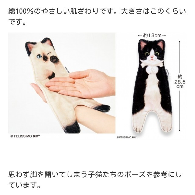 FELISSIMO(フェリシモ)の【フェリシモ 】【サバトラ】ぱっかーん！と開脚 子猫のタオルハンカチ レディースのファッション小物(ハンカチ)の商品写真