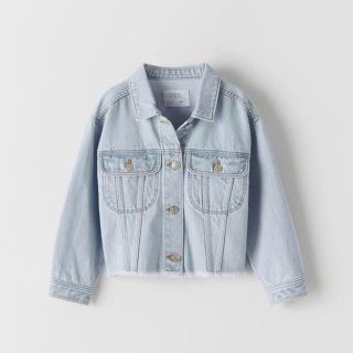 ザラキッズ(ZARA KIDS)のZARA フリンジ加工入り　デニムジャケット　サイズ128センチ(ジャケット/上着)