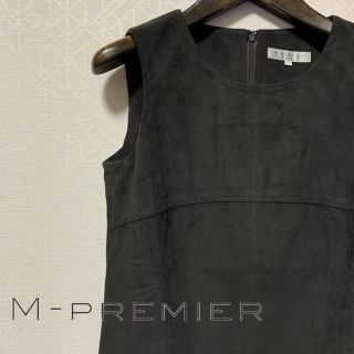 エムプルミエ(M-premier)の【美品】M-PREMIER フェイクスウェードノースリーブ膝丈ワンピース(ひざ丈ワンピース)