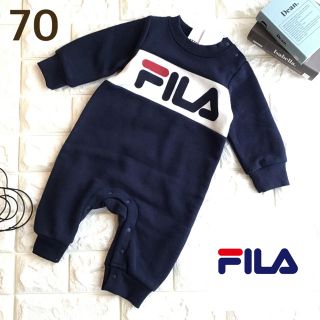 フィラ(FILA)の【70】フィラ 長袖 裏起毛 胸ロゴ カバーオール 紺(カバーオール)