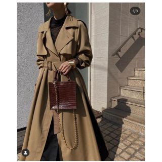 アメリヴィンテージ(Ameri VINTAGE)のMINIMAL FLARE LONG TRENCH COAT ベージュS(トレンチコート)