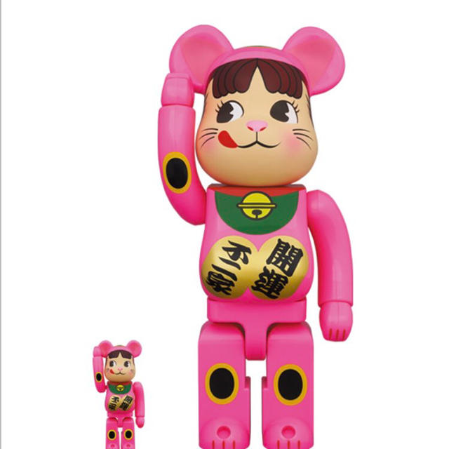 フィギュアBE@RBRICK 招き猫 ペコちゃん 蛍光ピンク 100％ ＆ 400％