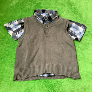 コムサイズム(COMME CA ISM)のコムサイズム 半袖チェックシャツ とベスト　80サイズ(シャツ/カットソー)