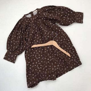 キャラメルベビー&チャイルド(Caramel baby&child )のフラワー　ワンピース　ロングワンピ  パフスリーブ　韓国子供服　パスワンピ(ワンピース)