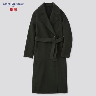 ユニクロ(UNIQLO)のユニクロ　ダブルフェイスコート　ダークグリーン　Sサイズ(ロングコート)