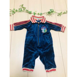 エフオーキッズ(F.O.KIDS)のF.O.kids  スカジャン風のベロアカバーオール　ロンパース 70(カバーオール)