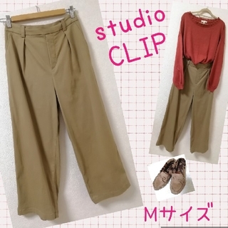 スタディオクリップ(STUDIO CLIP)の☆studioCLIP☆ コットン ストレッチ ワイドパンツ Mサイズ(カジュアルパンツ)
