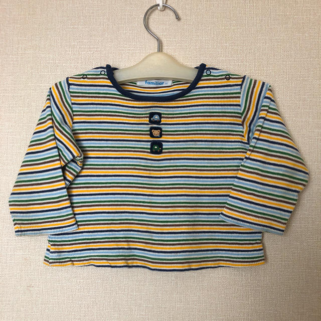 familiar(ファミリア)の訳ありファミリア　長袖ロングTシャツ　サイズ80cm キッズ/ベビー/マタニティのベビー服(~85cm)(シャツ/カットソー)の商品写真