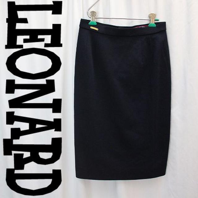 LEONARD - レオナール 美しい形のウールニットスカート ひざ下 70－95サイズ 上品紺色の通販 by 無いものが多いので買わないで