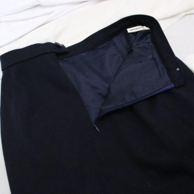 レオナール　美しい形のウールニットスカート　ひざ下　７０－９５サイズ　上品紺色